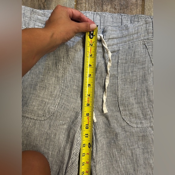 Athleta Pants Wide Leg Linen Bali Trouser Drawstring Stripe 100% Linen - Picture 9 of 10